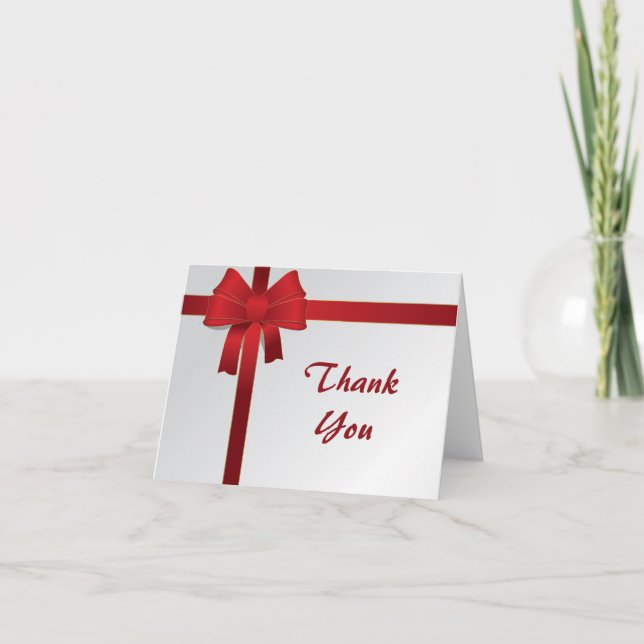 Red Bows Winter Thank You Card (Front)