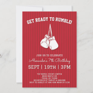 Red Boxing Birthday Party Invitation