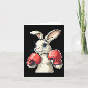 Red Boxing Gloves And Cute Bunny Costume Card