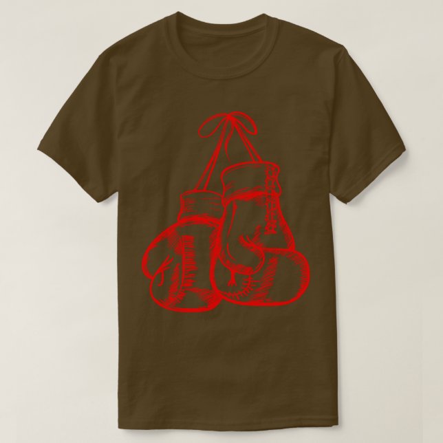 Red Boxing Gloves Lines T-Shirt (Design Front)