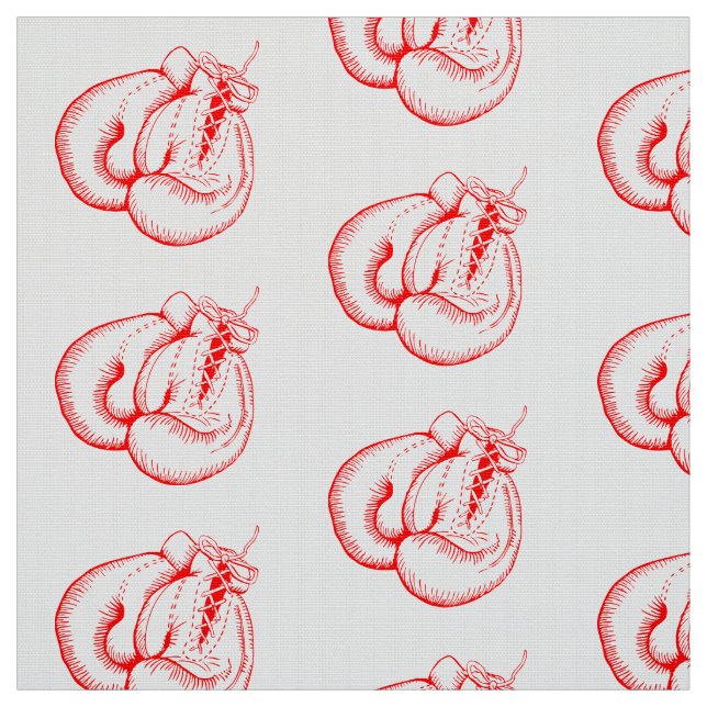 RED BOXING GLOVES SPORTS PATTERN FABRIC (Swatch)