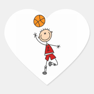 Red Boy Basketball Player t-shirts and Gifts Heart Sticker