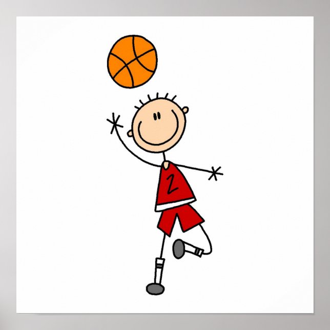 Red Boy Basketball Player t-shirts and Gifts Poster (Front)