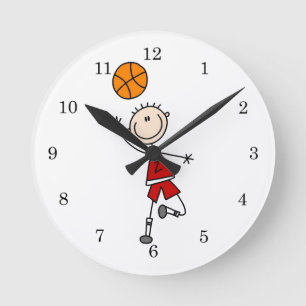 Red Boy Basketball Player t-shirts and Gifts Round Clock