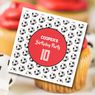 Red Boy Soccer Birthday Party Napkin