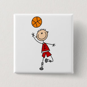 Red Boys Basketball T-shirts and Gifts 15 Cm Square Badge