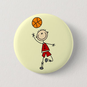 Red Boys Basketball T-shirts and Gifts 6 Cm Round Badge