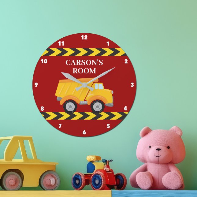 Red Boys Room Dump Truck Custom Kids Bedroom Large Clock (Creator Uploaded)