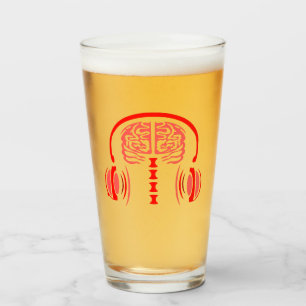 Red Brain Listening to Loud Music Glass