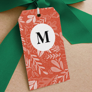 Red Bramble Festive Botanical Monogram Gift Tags