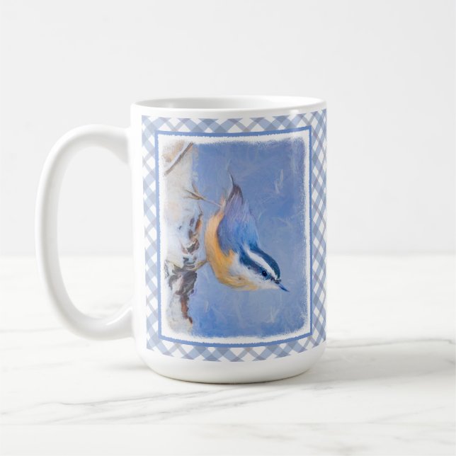 Red-Breasted Nuthatch Painting Original Bird Art Coffee Mug (Left)