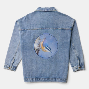 Red-Breasted Nuthatch Painting Original Bird Art Denim Jacket