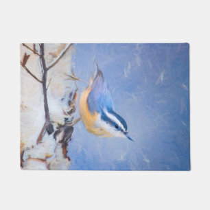 Red-Breasted Nuthatch Painting Original Bird Art Doormat