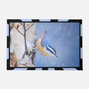 Red-Breasted Nuthatch Painting Original Bird Art Doormat