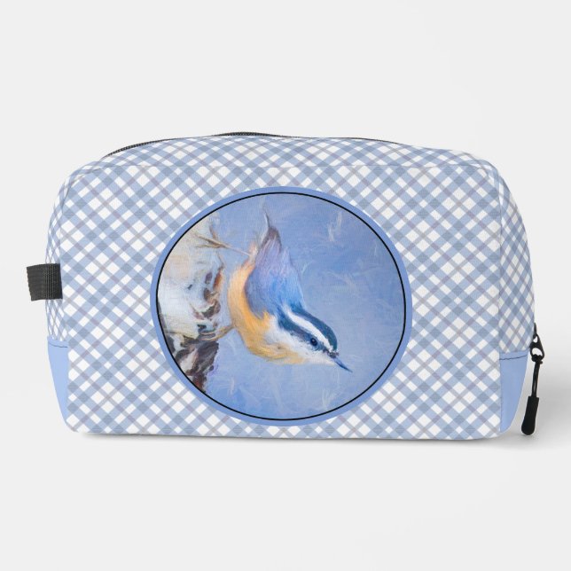 Red-Breasted Nuthatch Painting Original Bird Art Dopp Kit (Front)