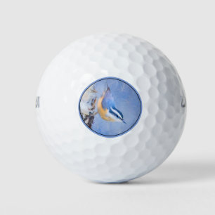 Red-Breasted Nuthatch Painting Original Bird Art Golf Balls