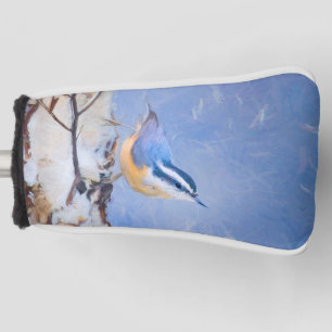 Red-Breasted Nuthatch Painting Original Bird Art Golf Head Cover