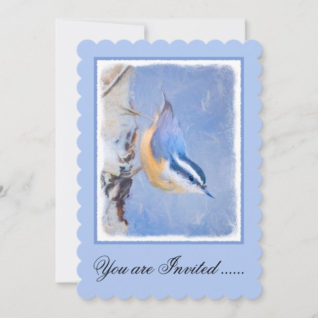 Red-Breasted Nuthatch Painting Original Bird Art Invitation (Front)
