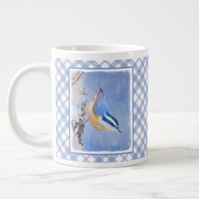Red-Breasted Nuthatch Painting Original Bird Art Large Coffee Mug (Left)