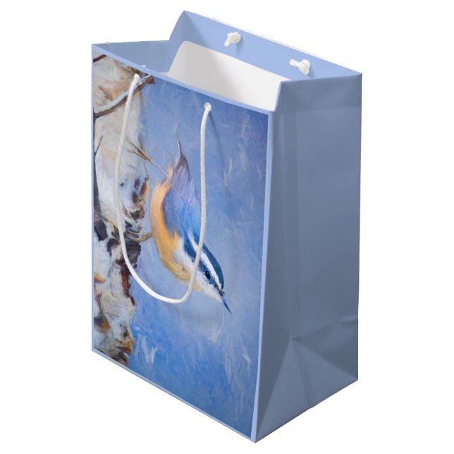 Red-Breasted Nuthatch Painting Original Bird Art Medium Gift Bag (Front Angled)