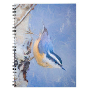Red-Breasted Nuthatch Painting Original Bird Art Notebook