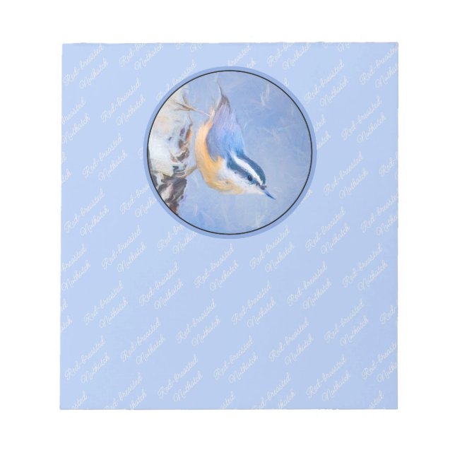 Red-Breasted Nuthatch Painting Original Bird Art Notepad (Front)