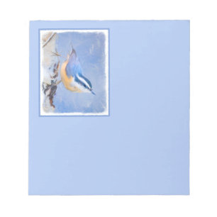 Red-Breasted Nuthatch Painting Original Bird Art Notepad