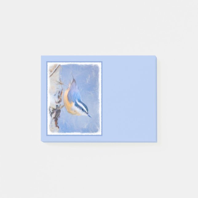 Red-Breasted Nuthatch Painting Original Bird Art Post-it Notes (Front)