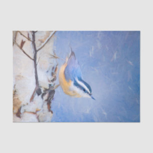 Red-Breasted Nuthatch Painting Original Bird Art Tissue Paper