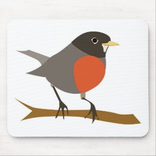 Red Breasted Robin on Branch Mouse Pad