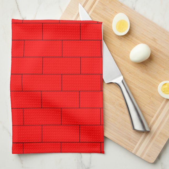 Red Brick Design Tea Towel (Quarter Fold)