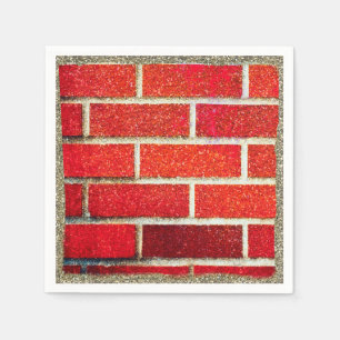 Red Brick & Glitter Holiday Christmas Party Napkin