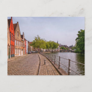 Red brick houses and canal in Bruges, Belgium Postcard