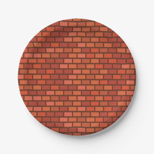 Red brick wall paper plate (Front)