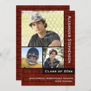 Red Brick Wall Photo Graduation Invitation