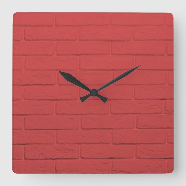 red brick wall square wall clock (Front)