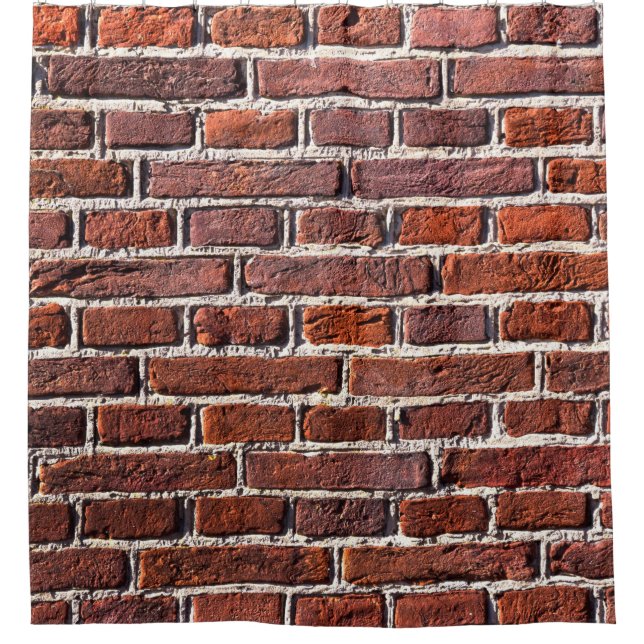 Red brick wall stone bricks masonry shower curtain (Front)
