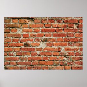 Red brick wall texture grunge background. Abstract Poster