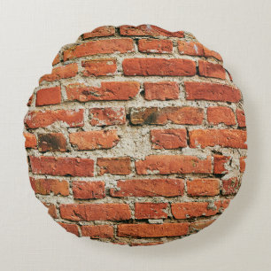 Red brick wall texture grunge background. Abstract Round Cushion