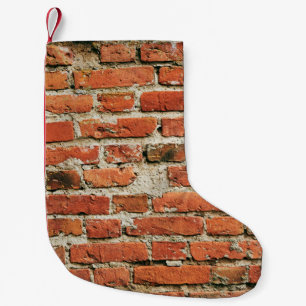 Red brick wall texture grunge background. Abstract Small Christmas Stocking