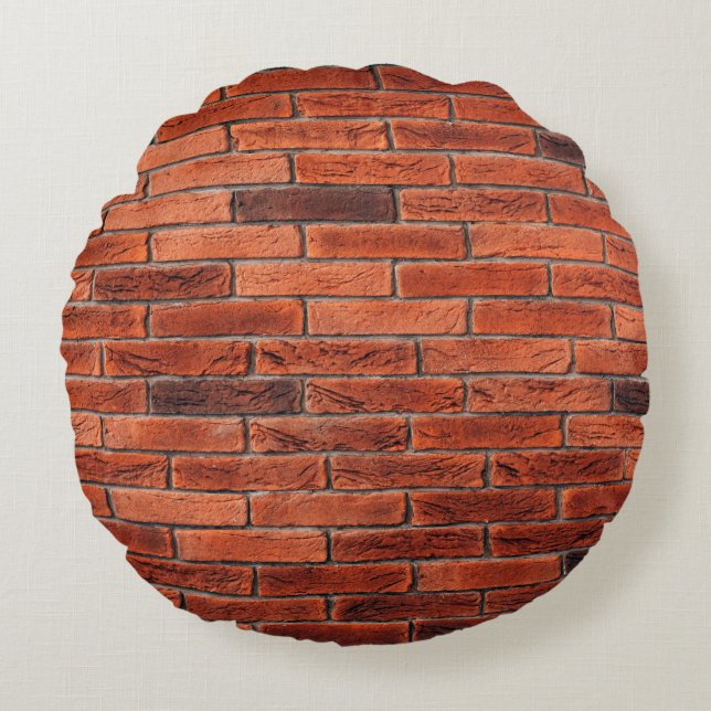 Red brick wall texture grunge backgroundbrick,wall round cushion (Front)