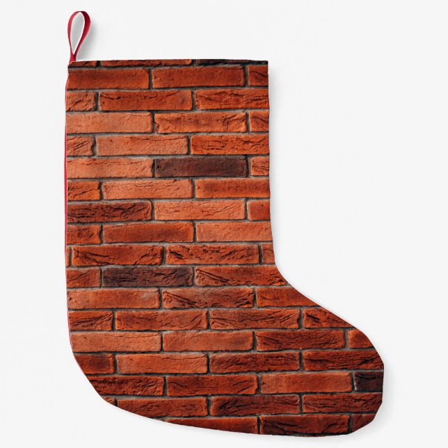 Red brick wall texture grunge backgroundbrick,wall small christmas stocking (Front)