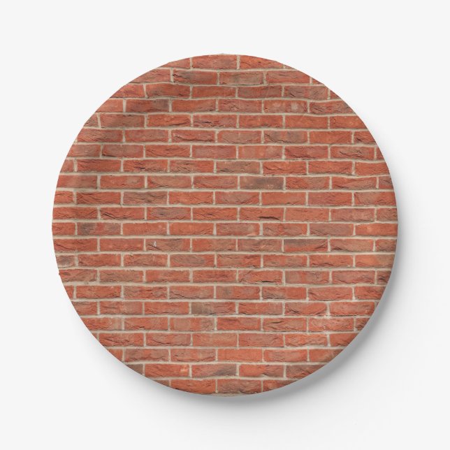 Red brick wall texture paper plate (Front)