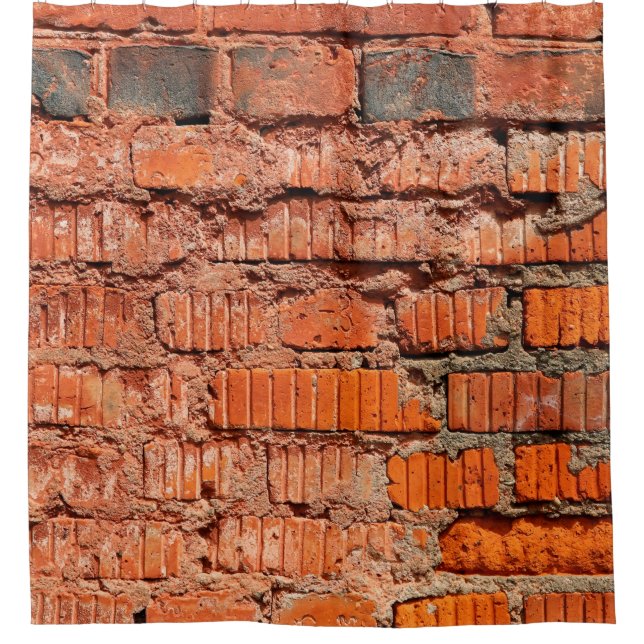 Red brick wall textureabandoned, aging, antique, a shower curtain (Front)