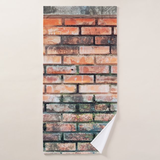 Red brick wall with stainsabstract,aged,architectu bath towel (Bath Towel)