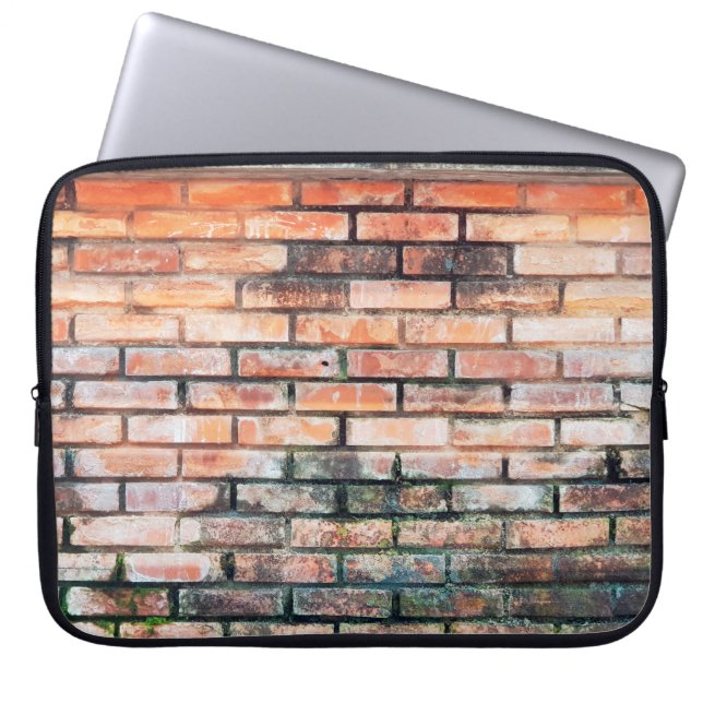 Red brick wall with stainsabstract,aged,architectu laptop sleeve (Front)