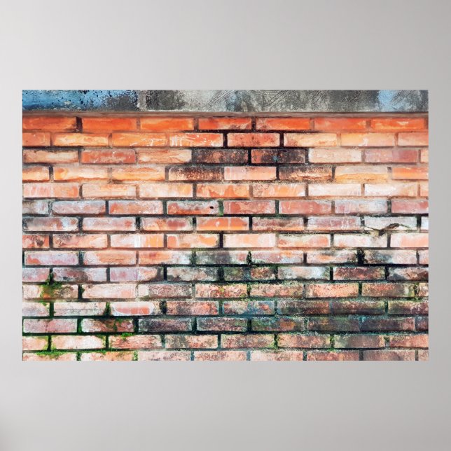 Red brick wall with stainsabstract,aged,architectu poster (Front)