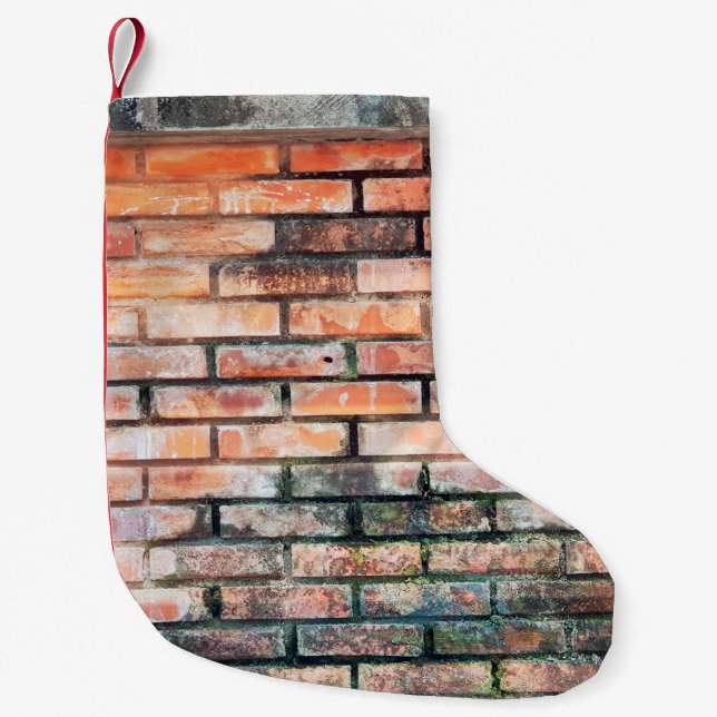 Red brick wall with stainsabstract,aged,architectu small christmas stocking (Front)