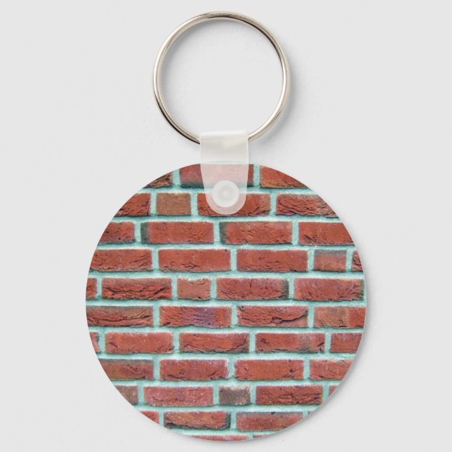 Red Brick Wall With White Line Pattern Key Ring (Front)