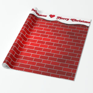 Red Brick with Snow Drift - Snowy Top Wrapping Paper